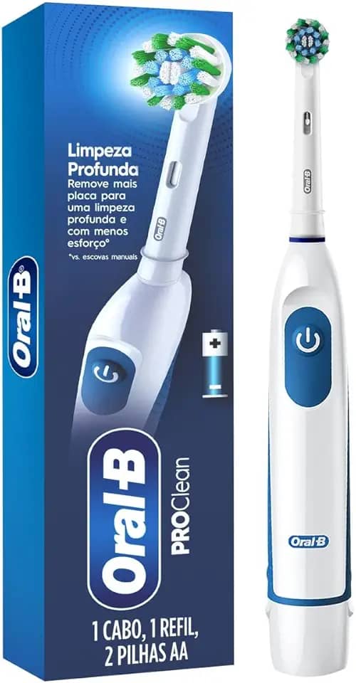 Oral-B Power, Escova de Dentes Elétrica, Remove mais Placa que uma Escova Manual, cor Branca