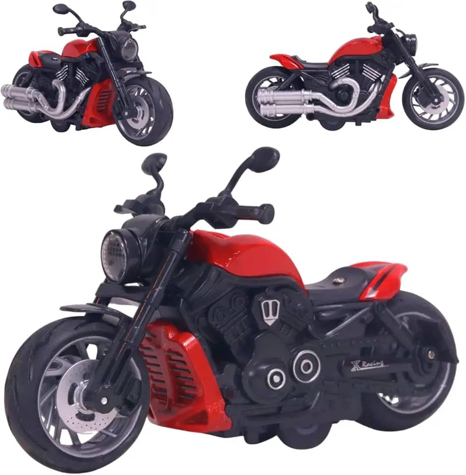 Moto Miniatura de Metal Pull Back Luz e Som 1:12 Vermelho - Castela