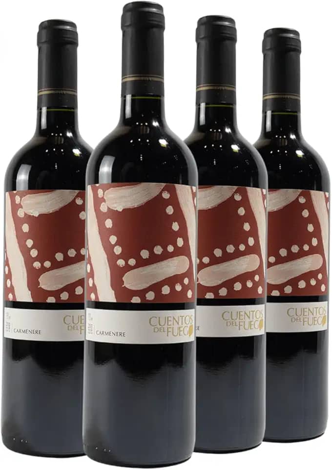 Kit com 4 Vinhos Chilenos Tinto Seco Carmenere Cuentos del Fuego
