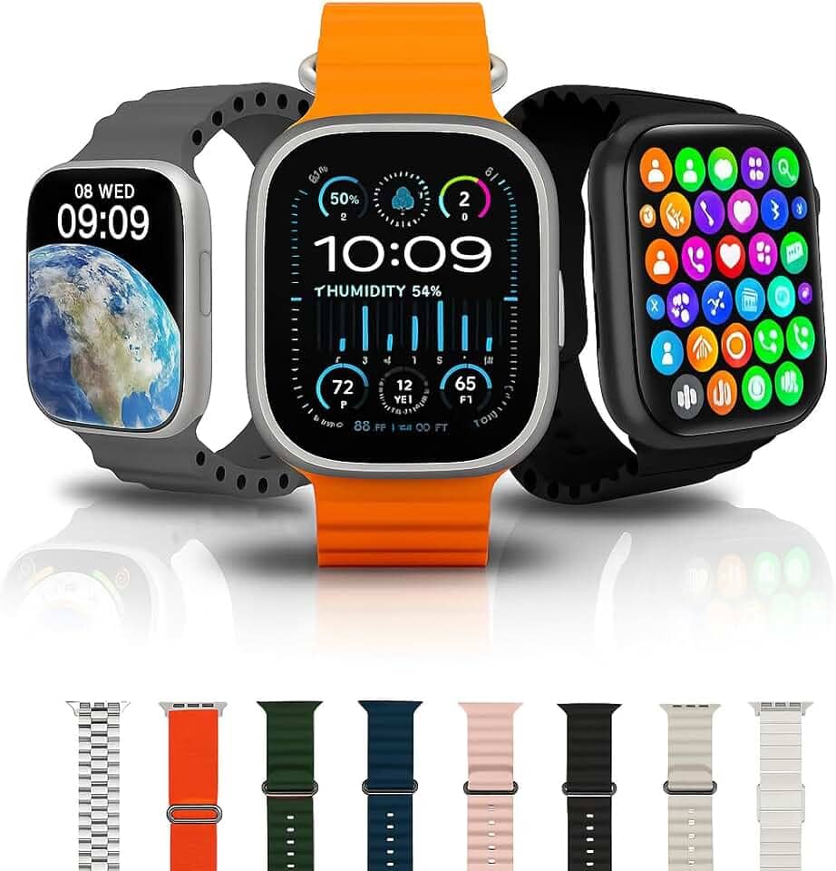 Relógio Smartwatch Com 7 Pulseiras e Tela AMOLED 2.2" Polegadas, Smartwatch Com Design Moderno e Funcionalidades Avançadas Multitarefa, Conexão Bluetooth 5.2