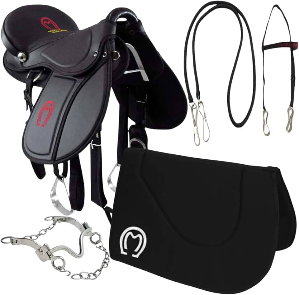 Sela para Cavalo Mangalarga + Kit Completo Pronta para Uso (Preto)