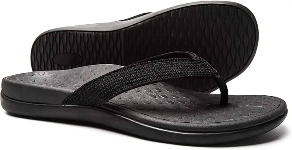 LLSOARSS Sandália de pé para fascite plantar com suporte de arco - Melhor chinelo ortopédico para pés planos, dor no calcanhar - para mulheres, Preto, 37