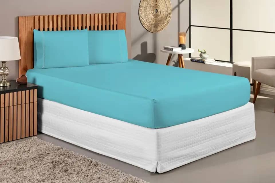 Jogo de Lençol 400 Fios Percal Toque Macio com Elástico - Kit 3 ou 2 Peças - Disponível em Solteiro, Casal, Queen e King Size (Tifany, Queen)