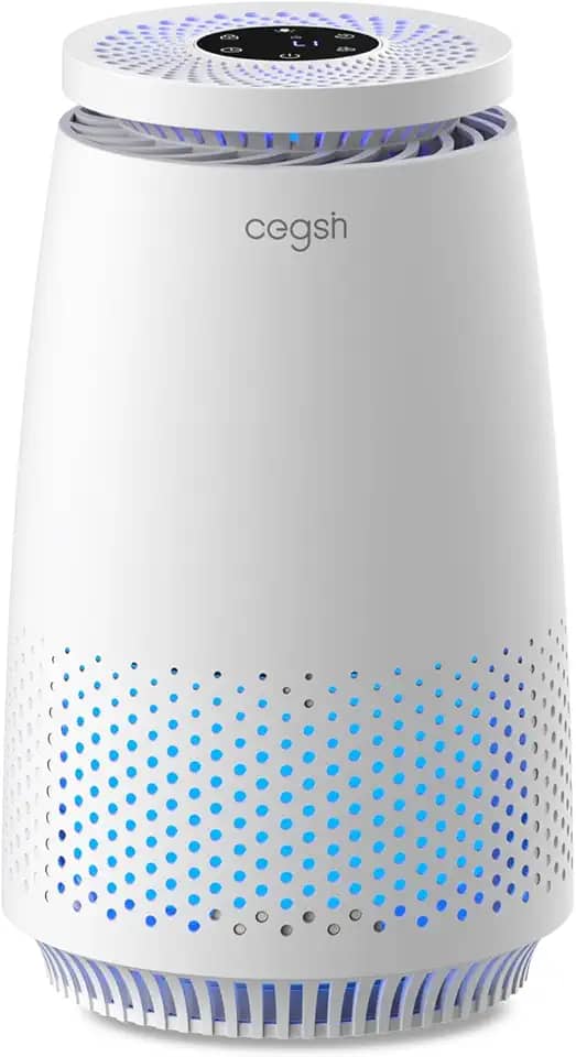 Purificadores de ar para quarto doméstico, filtro HEPA 3 em 1 para animais de estimação, pó, pólen, fumaça, purificador de ar silencioso com modo de suspensão, temporizador 12H, luz noturna