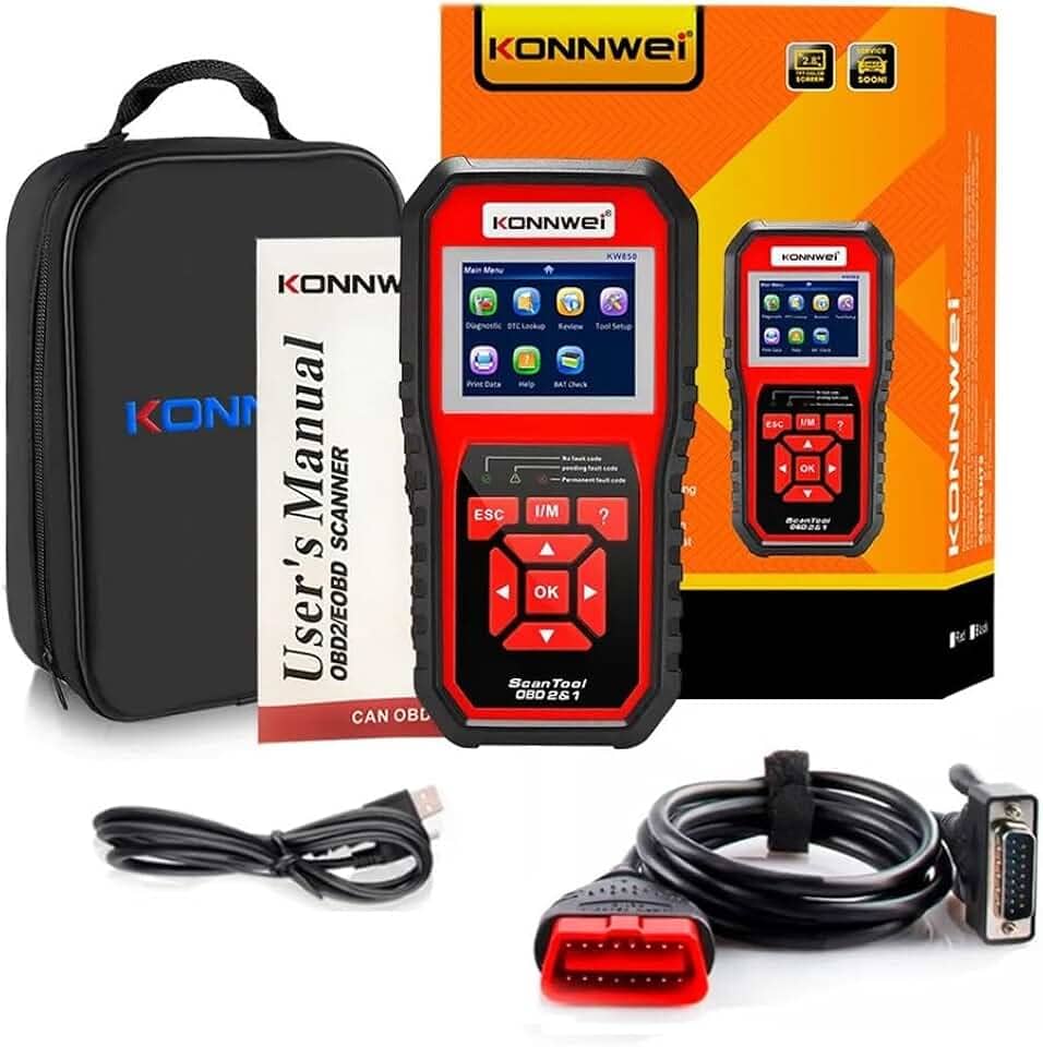 Scanner Automotivo KW850 OBDII/EOBD - Leitor de Códigos e Diagnóstico para Carros (1996+), 10 Modos, 8 Idiomas, Compatível com Gasolina/Diesel/Híbridos, Ideal para Mecânicos, Entusiastas