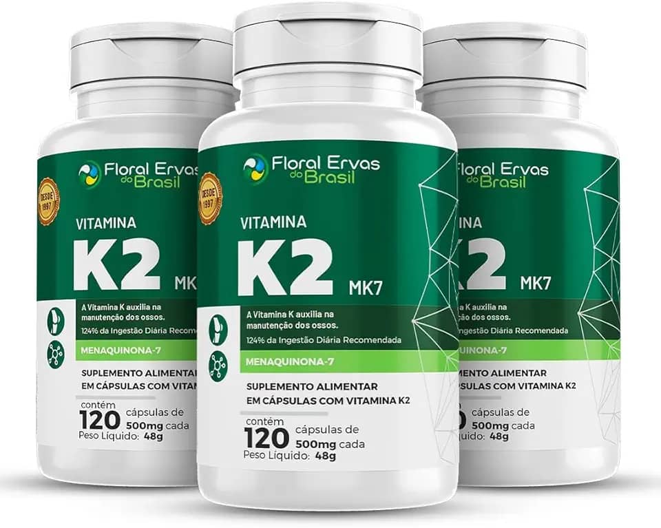 Vitamina K2 Mk7 350mg 3x 120 Cápsulas Menaquinona-7