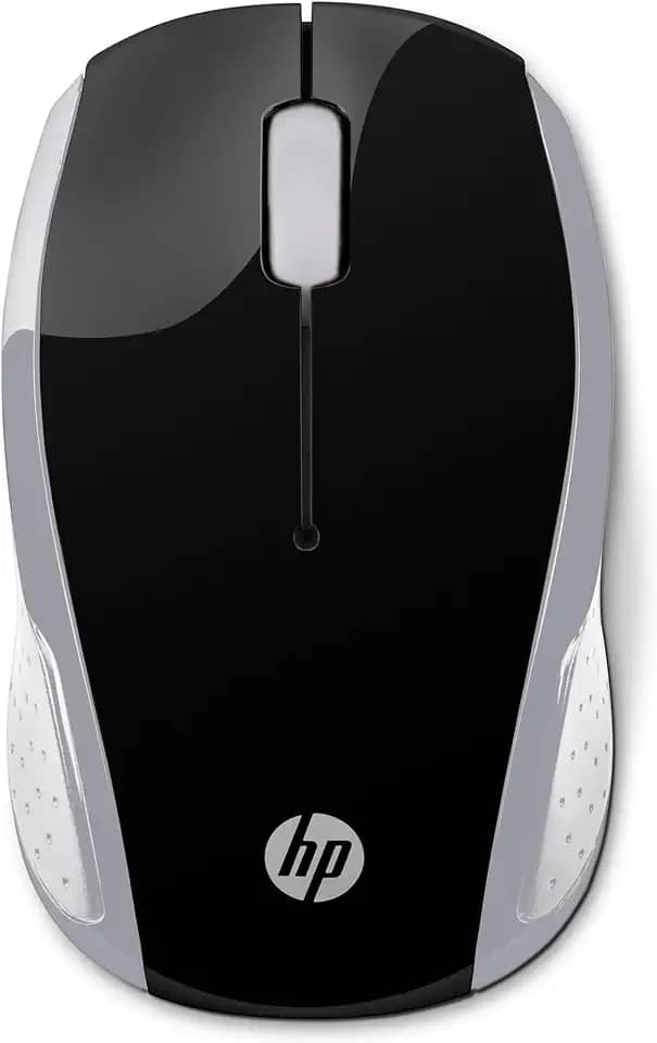 Mouse sem Fio HP 200 Oman - com Sensor Óptico de até 1000 DPI, Ambidestro, Conexão Wireless com Receptor Nano de 2.4GHz e até 10 m de Distância, Prata (2HU84AA)