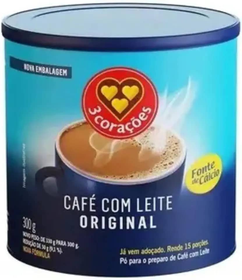 Café com Leite Original Solúvel, Lata 300g, Bebida Pronta com Leite em Pó Integral e Café Solúvel, Preparo Fácil