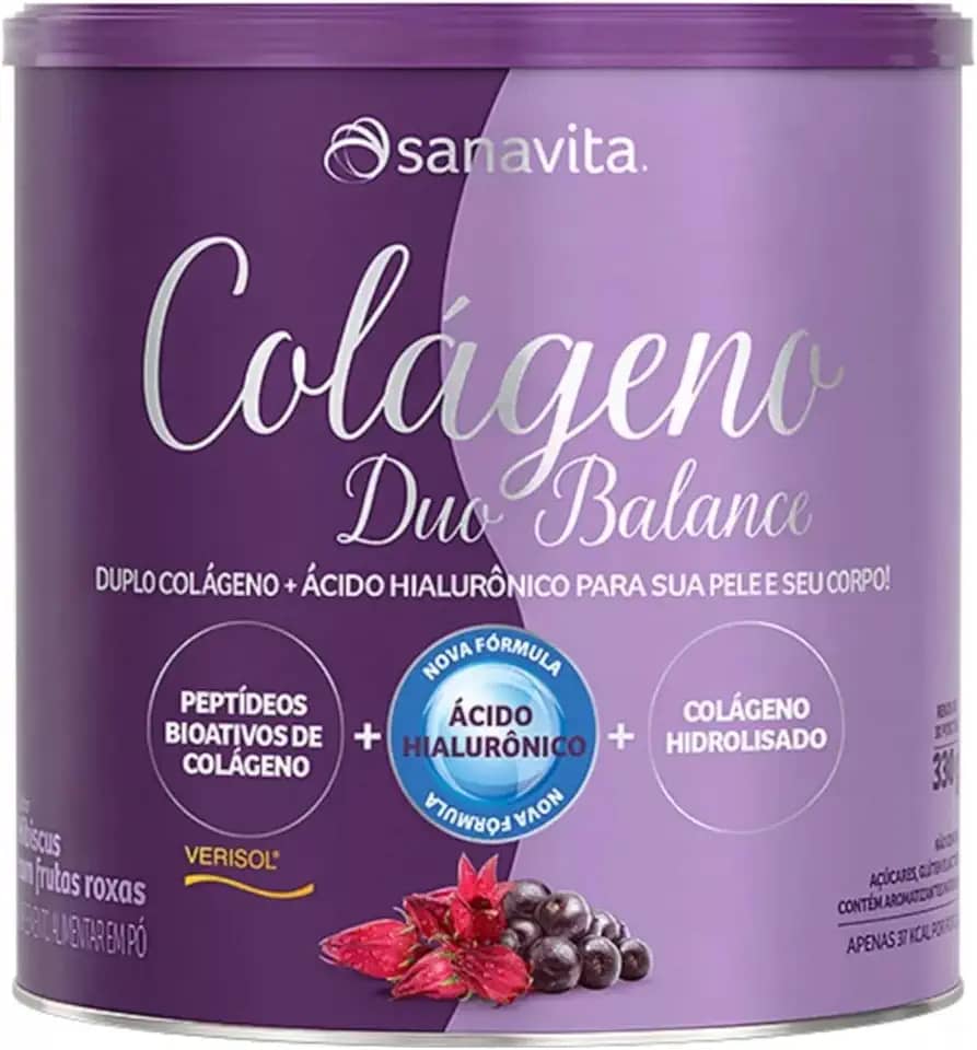 Colágeno Verisol + Ácido Hialurônico + Colágeno Hidrolisado Duo Balance Sanavita - Para Pele Corpo Cabelos e Unhas