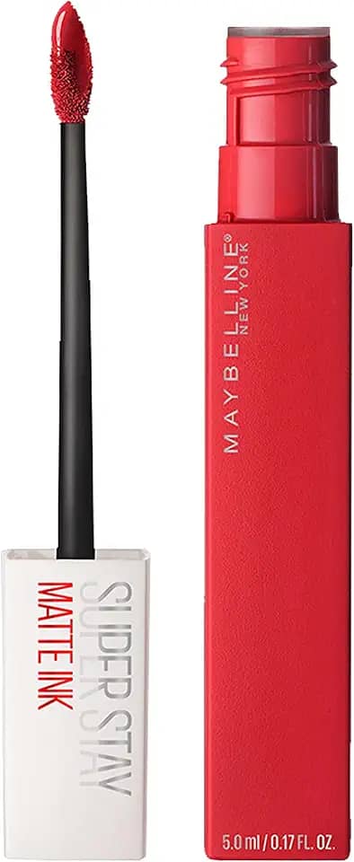 Maybelline SuperStay Matte Ink Batom Líquido Matte Longa Duração 16H com Aplicador Preciso, Não Transfere e Cor Intensa, Acabamento Matte Confortável, Cor 20 Pioneer Vermelho Clássico, 5ml