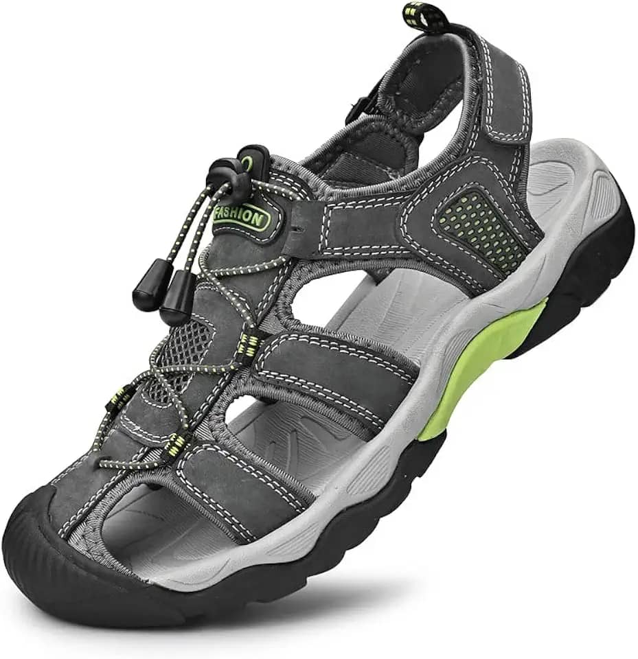 Sandálias esportivas masculinas de bico fechado para caminhadas, atividades ao ar livre, impermeável, pescador, atlético, para trilhas, caminhadas, verão, praia