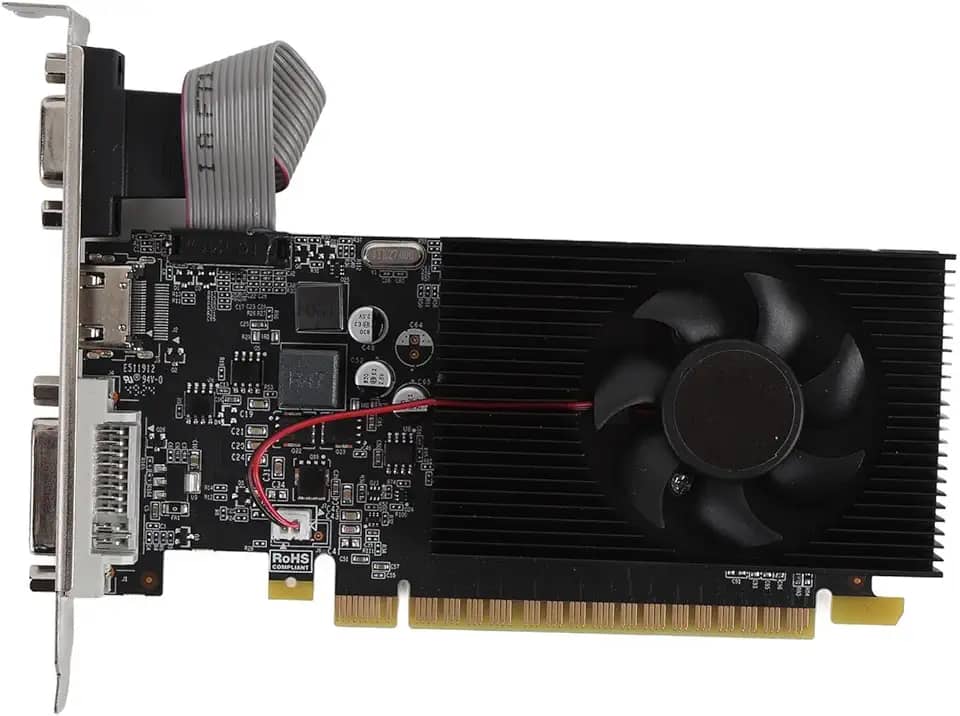 Yunir Placa gráfica GT740 4GB GDRR3 de 128 bits, placa de vídeo de baixo perfil de ventilador único, interface multimídia DVI VGA HD PCI E 3.0 X16 placa de vídeo para computador com ventilador