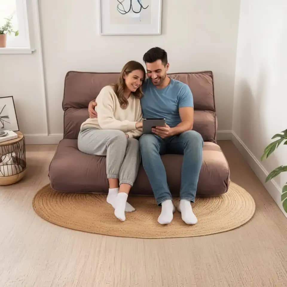 Futon Casal Sofá Cama Dobrável 128x188cm Cor Rose, Espuma Hiper Soft, Capa Removível e Lavável em Suede, Multiuso – Confort Linens