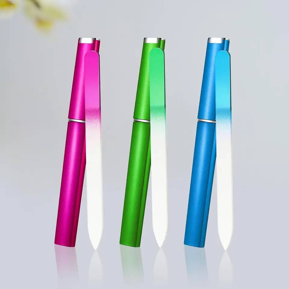 Generic Lixa de unha de vidro, pacote com 3 lixas de cristal para unhas naturais e acrílicas, grão extrafino, transparente