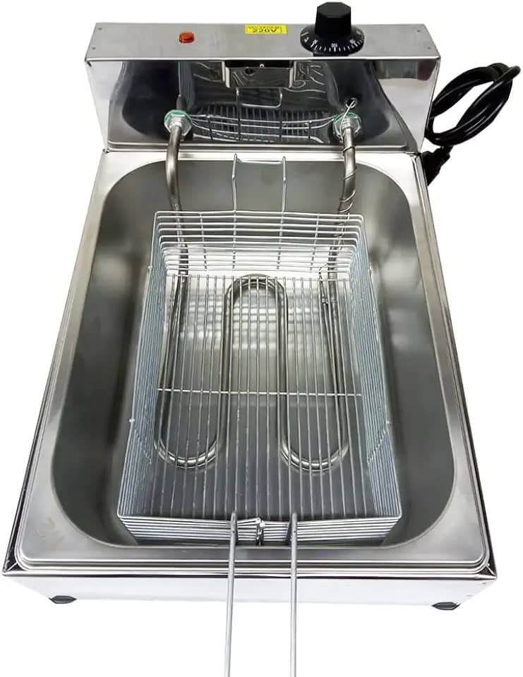 Fritadeira Elétrica Inox Cuba 5 Litros Industrial com Termostato de 50° a 300°C 2500W p/Batatas e Salgados (220V)