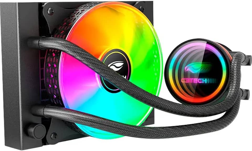 Water Cooler Gamer C3Tech FC-W120RGB Preto 120mm com Iluminacao RGB, refrigerado a Agua, Compativel com Processadores Intel e AMD