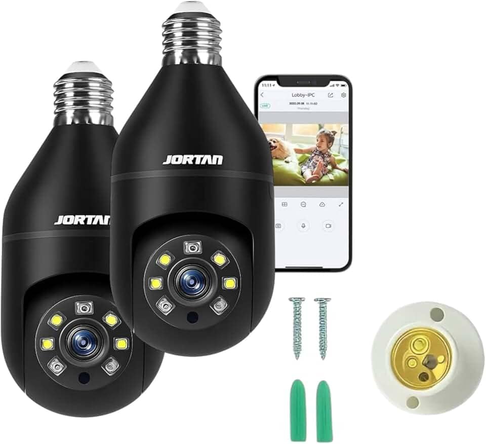 Kit 2 Câmera Segurança IP Lâmpada WiFi Full HD 1080p com Visão Noturna Infravermelho 1080P, Yoosee, Bivolt Detecção de Movimento Áudio Bidireciona Prova D'água Giratória Preto - Premium®