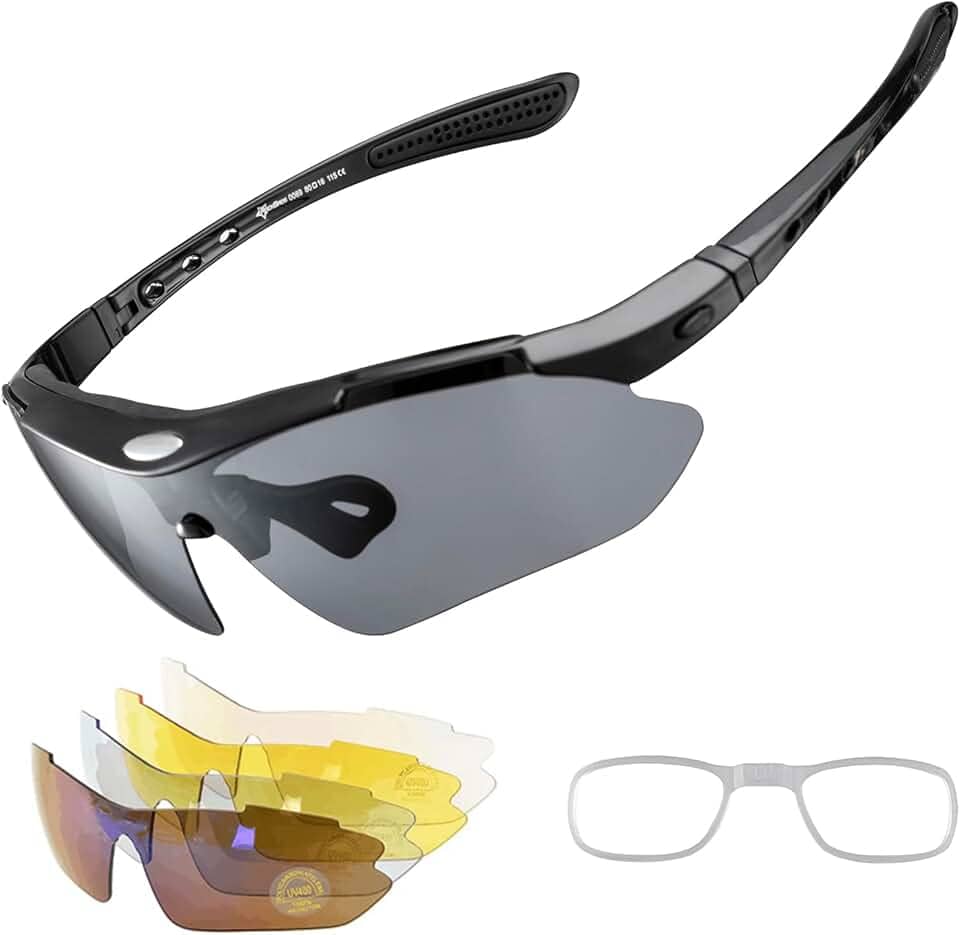 ROCKBROS Óculos de sol esportivos polarizados com proteção UV para atividades ao ar livre