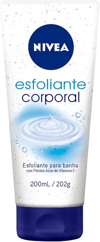 NIVEA Esfoliante Corporal para Banho 200ml - Auxilia na renovação celular, com vitamina E, enriquecido com pérolas azuis, textura cremosa, remove impurezas, proporciona maciez para a pele