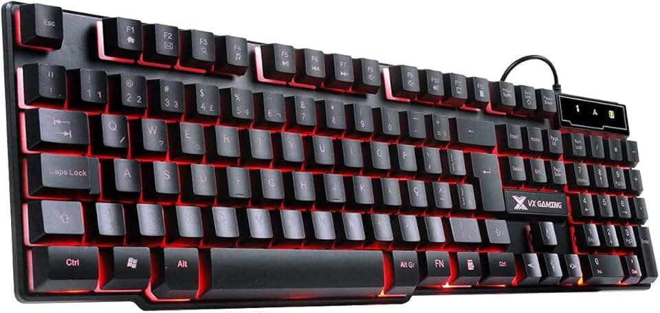 TECLADO GAMER VX GAMING HYDRA 107 TECLAS + 12 MULTIMÍDIA COM LED VERMELHO SENSACAO TECLA MECANICA – GT702 – VINIK