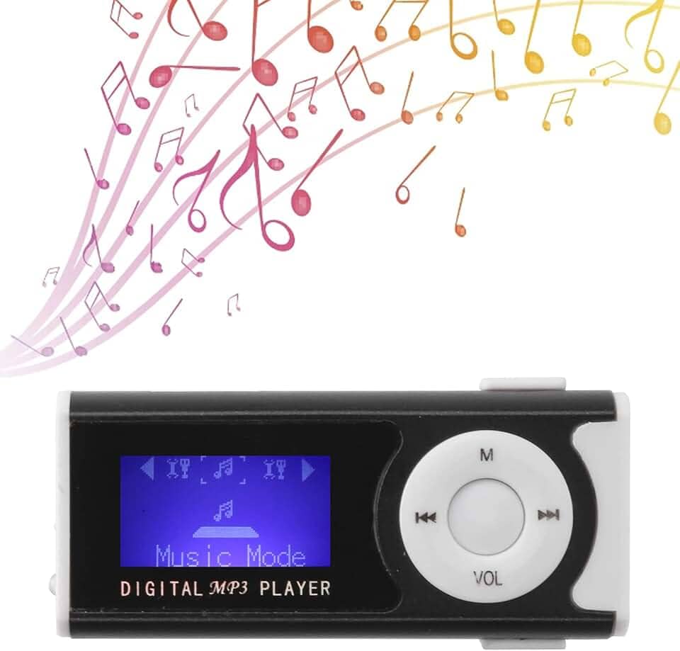 Leitor de MP3 com clipe, reprodutor de música de som portátil sem perdas com lanterna, reprodutor de áudio digital para trabalho, esportes, viagens, suporta até 16 GB (preto)