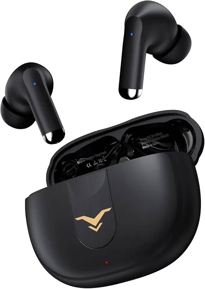 Fones de ouvido Bluetooth sem fio, fones intra-auriculares com cancelamento de ruido active (ANC), 2 modos de som ajustáveis, 36 horas de reprodução e 4 microfones para chamadas, música, jogos, preto