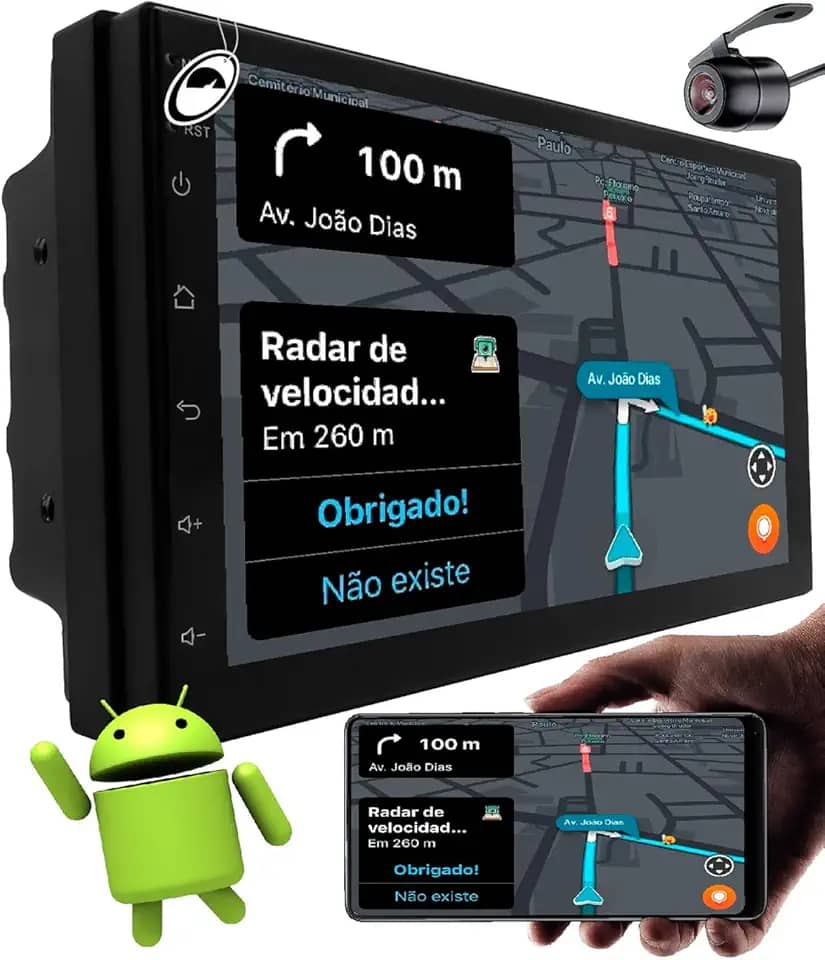 Multimídia 7' Android Premium Plus + E-Tech 4GB + 64GB + Câmera de Ré