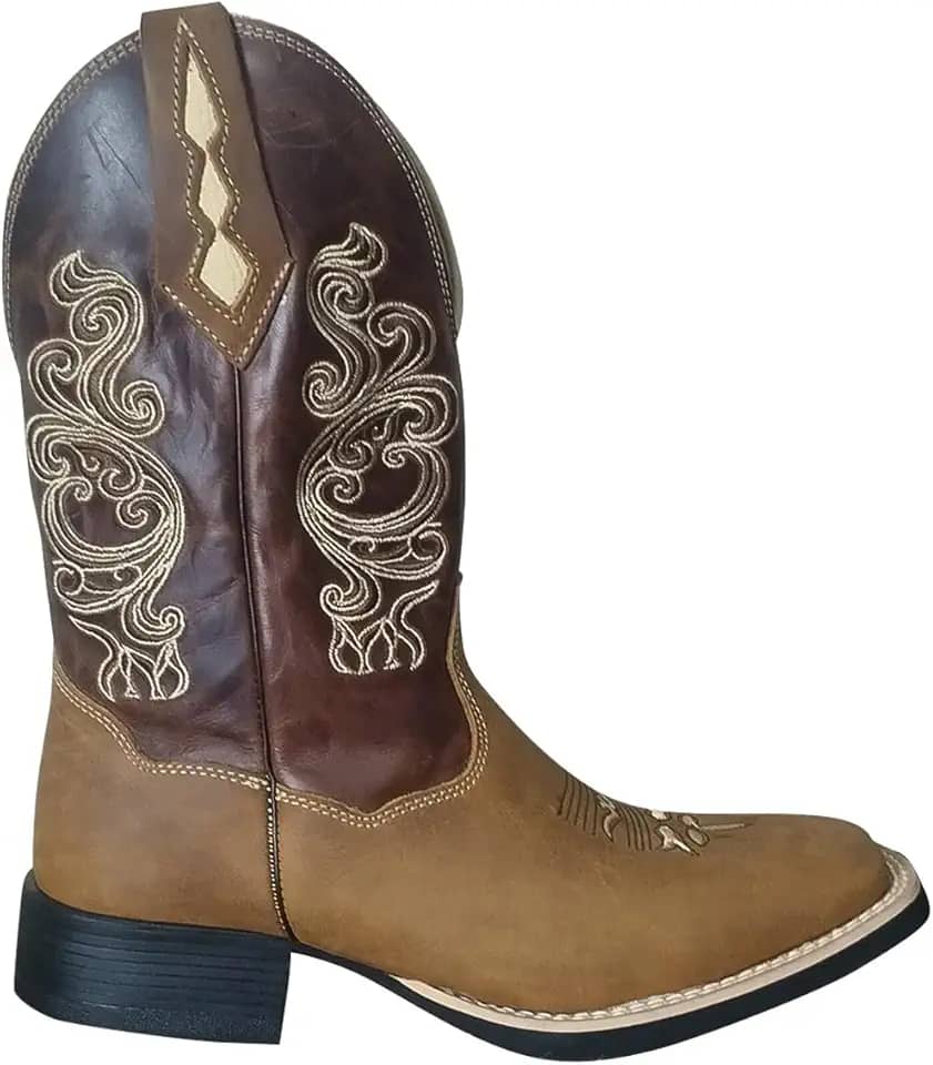 Bota Texana Feminina Couro Legítimo Cano Alto Bordada Agro