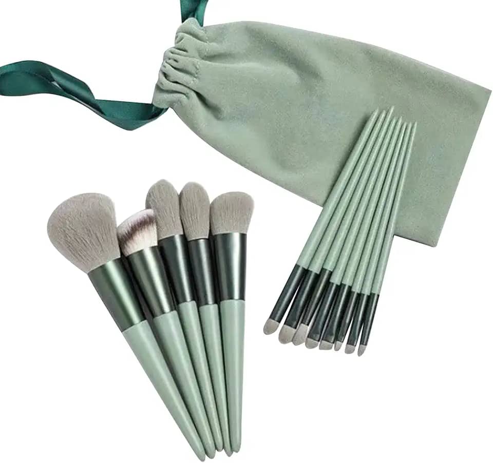 kit de Pincéis de Maquiagem 13 peças com Bolsa de Armazenamento para Base em Pó Solto Blush Corretivo Sombra Conjunto de Pincéis Cosméticos Sobrancelha