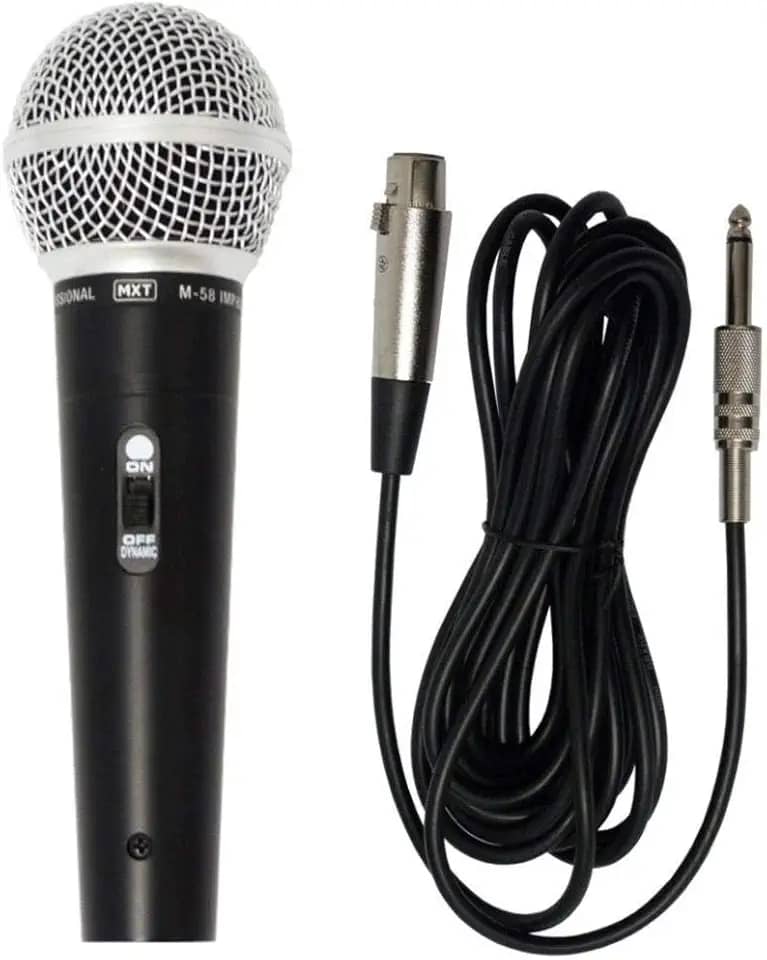 Microfone Dinâmico De Metal MXT M-58 Preto Cabo 3m