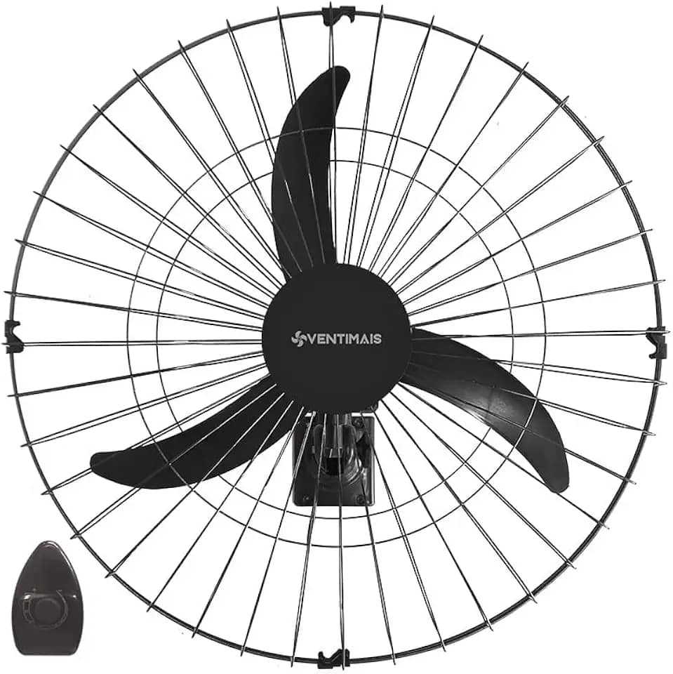 VENTILADOR OSCILANTE DE PAREDE 60CM PRETO BIVOLT 147WATTS FORCE VENTIMAIS