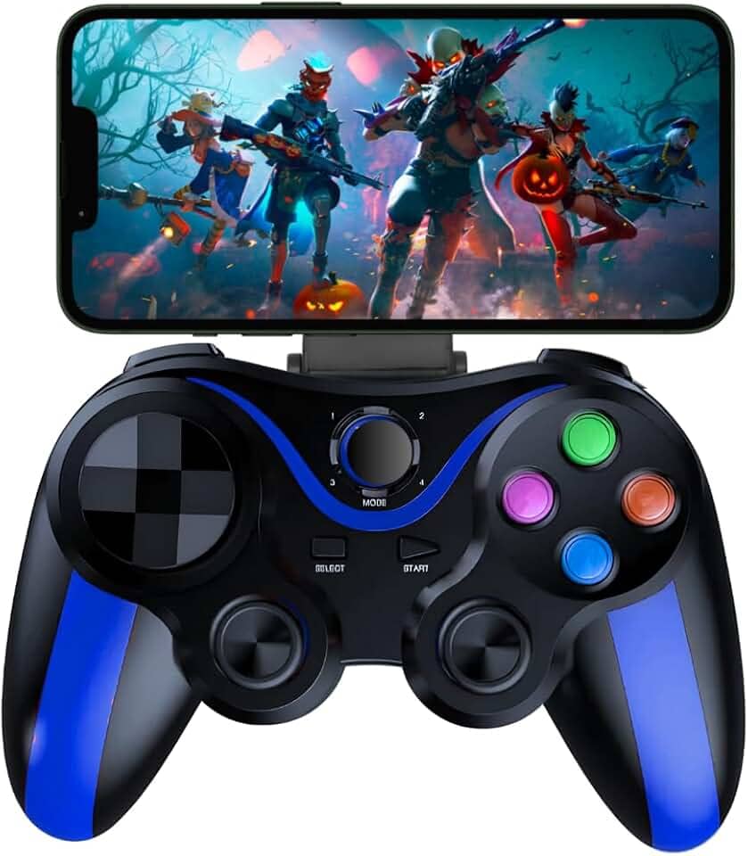 Controle Bluetooth para Celular, iOS, Android, PC, Suporte Integrado, Gamepad Recarregável com Joystick Ergonômico, Compatível com Smart TVs, Jogos Mobile, Ideal para Jogos e Aplicativos G7 (Azul)