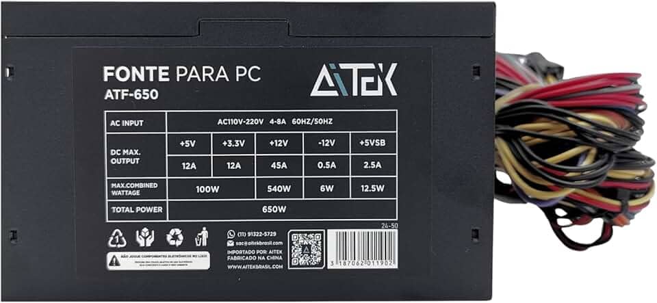 Fonte De Alimentação Para Computador Pc Atx de 650w