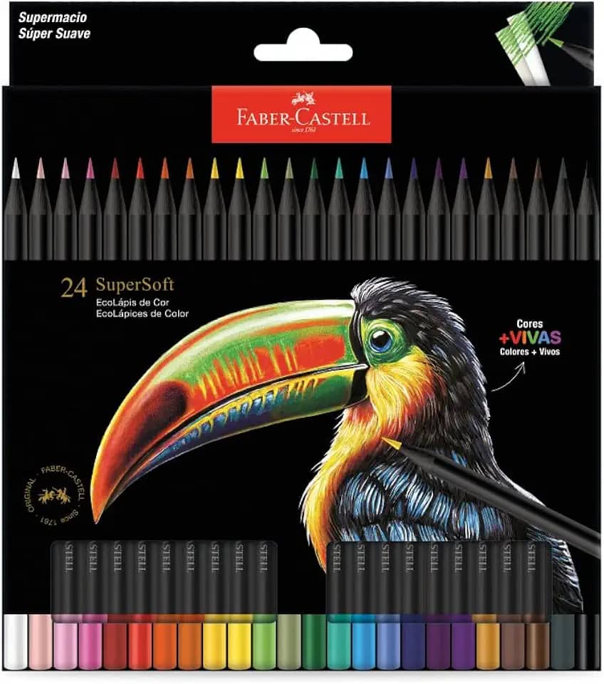 Lápis De Cor, Faber-Castell, Ecolápis Supersoft, 210724, 24 cores