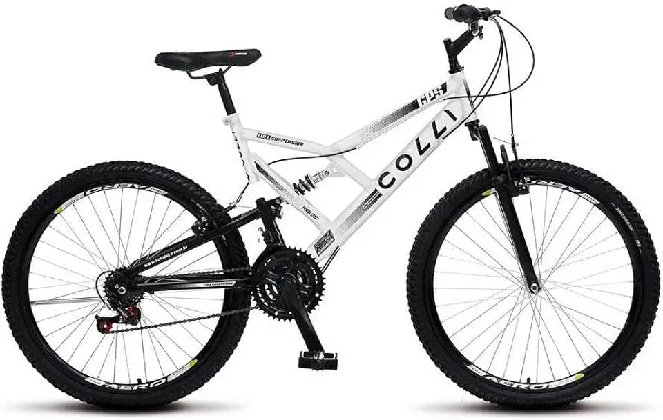 Colli Bike, Bicicleta GPS 148 Dupla Suspensão e Freios V-Brake, Aro 26 Aero, 36 Raias, 21 Marchas