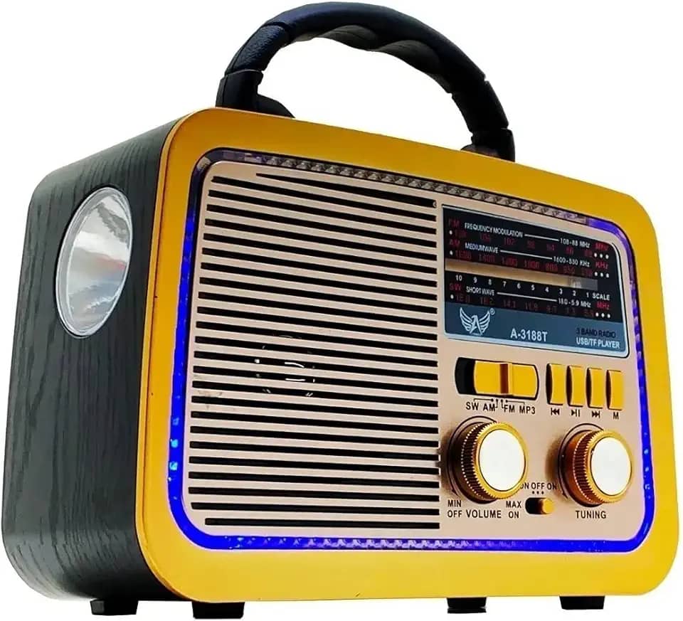 Caixa Som Antiga Radio Portátil Retro Am Fm Sd Usb Bluetooth A 3188 COM LANTERNA