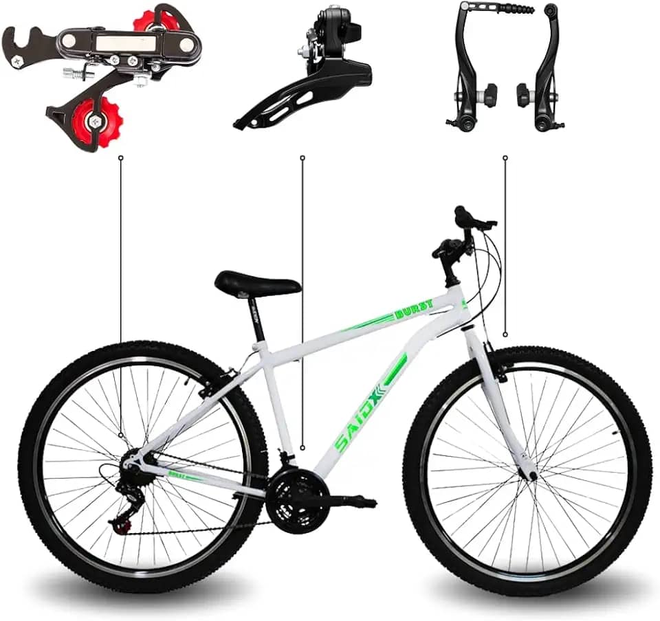 Bicicleta Aro 29 Saidx 21 Vel Quadro Aço Carbono Freio V-Brake Garfo Rígido Aro Aero