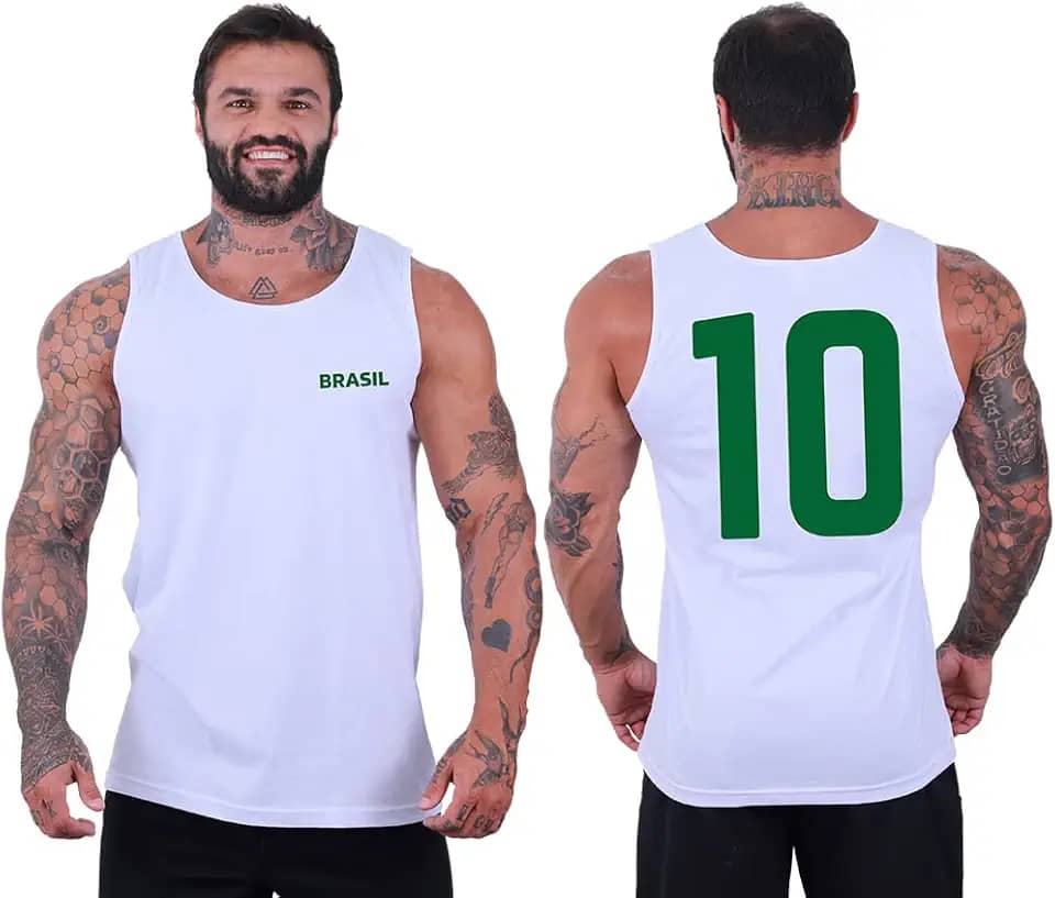 Regata Clássica Tradicional Masculina MXD Conceito Brasil Número 10 Bandeira Torcedor