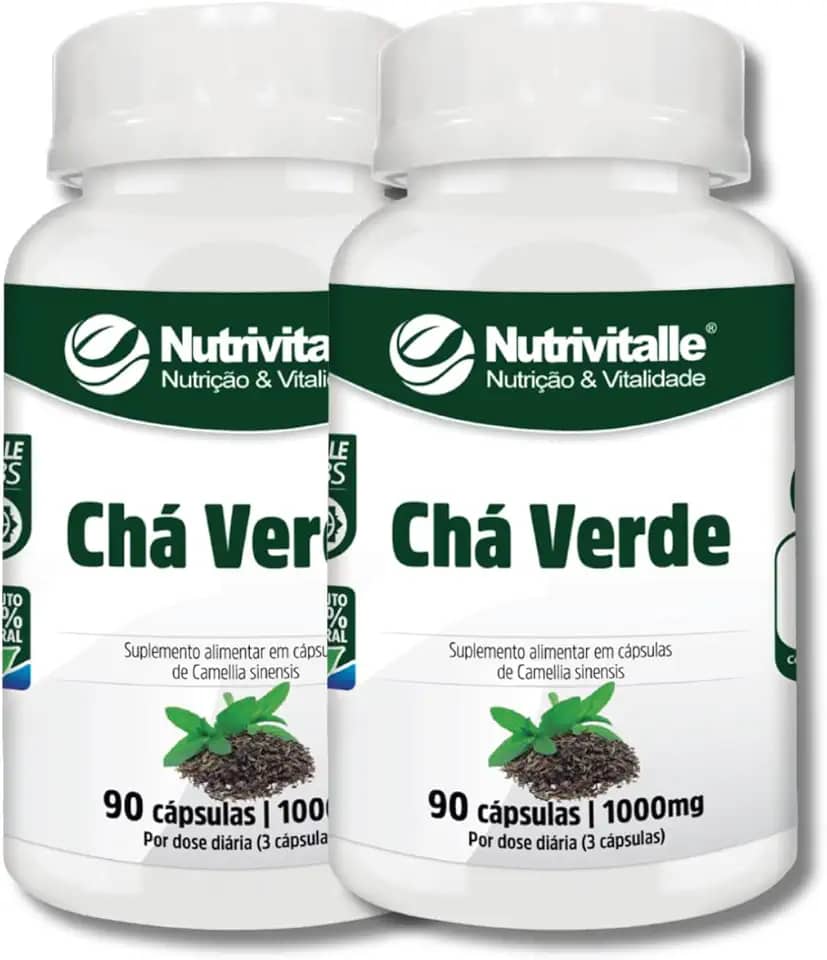 Chá Verde Capsula 1000mg 90 Cápsulas Nutrivitalle 2 Potes