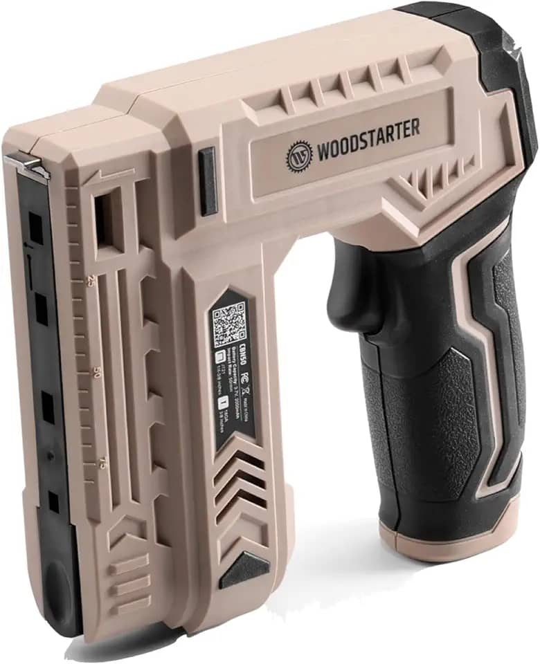 Pistola elétrica de grampear 2 em 1 sem fio, kit de pregos Brad recarregável com 1000 pregos e grampos, pistolas de grampo de artesãos para estofamento de móveis e projetos de bricolage