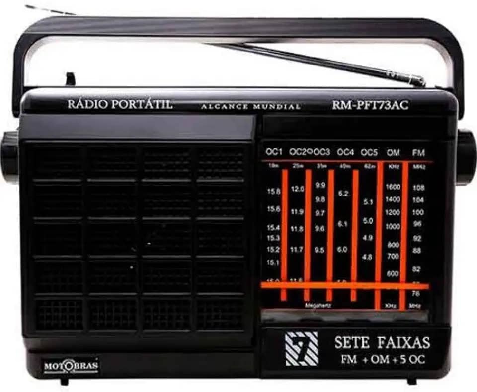 Rádio Portátil 7 Faixas AM/FM/OC Preto RM PFT 73AC - MotoBras