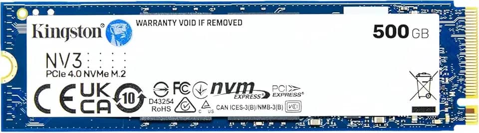 Kingsto.n NV3 500GB M.2 2280 NVMe SSD | PCIe 4.0 Gen 4x4 | Up to 5000 MB/s | SNV3S/500G