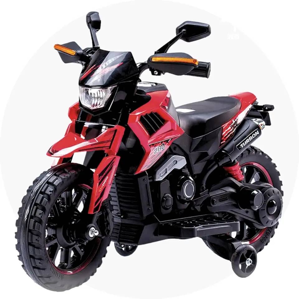 Moto Elétrica Infantil Motocross Vermelha com Som de Motor Musica e Luz Farol de Led