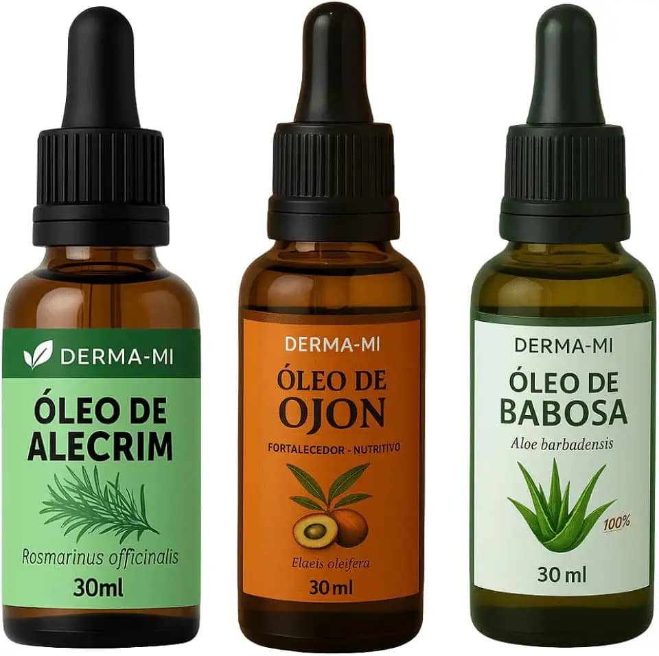 Kit 3 Óleos Vegetais 100% Puro – Babosa, Ojon e Alecrim | Crescimento, Hidratação e Restauração Capilar
