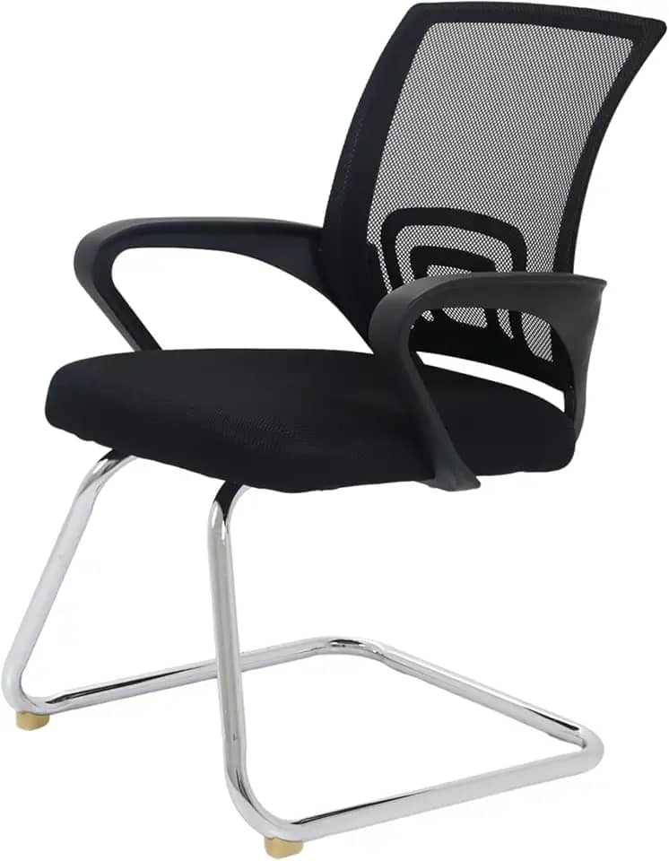 Cadeira De Escritório Com Base Fixa Cadeiras Inc, Tela Mesh Respirável, Suporta até 120kgs, Base Cromada Anti-Risco, Ergonômica Preta