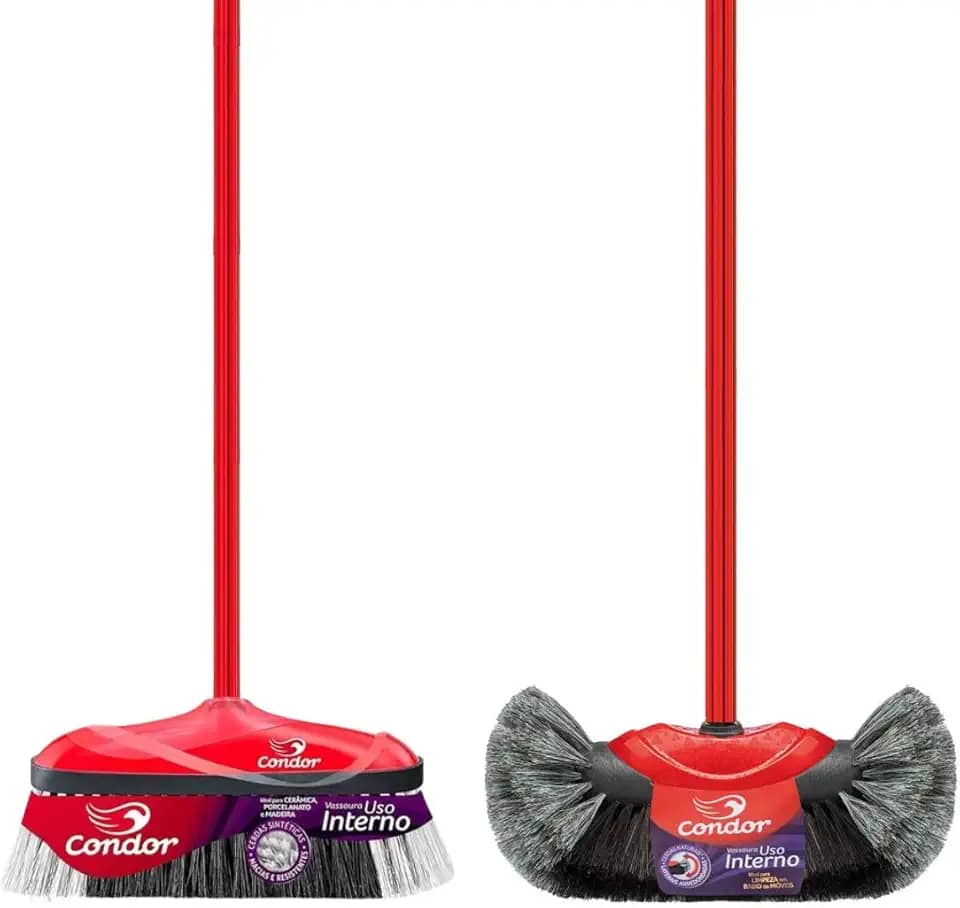 Kit Limpeza 1 Vassoura Pelo Natural 1 Vassoura Sintética Com Cabo Condor