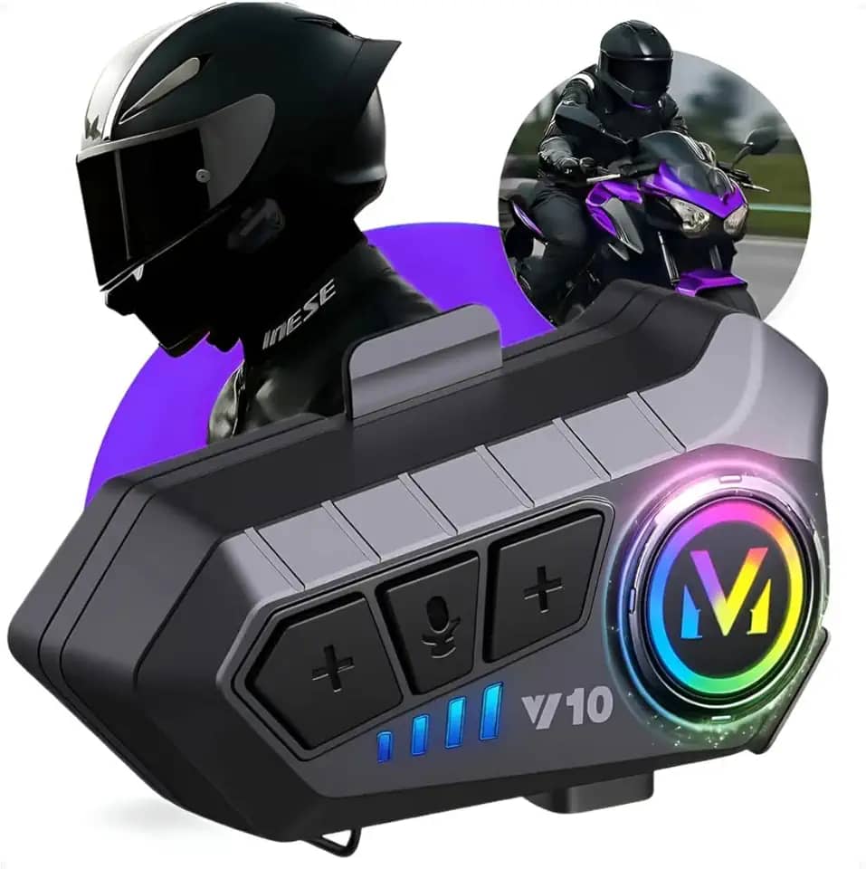 Fone Bluetooth Y10 para Capacete de Moto, IPX6 à prova d’água, Bluetooth 5.3, Microfone HQ c/Redução de Ruído, Compatível c/iOS/Android Premium