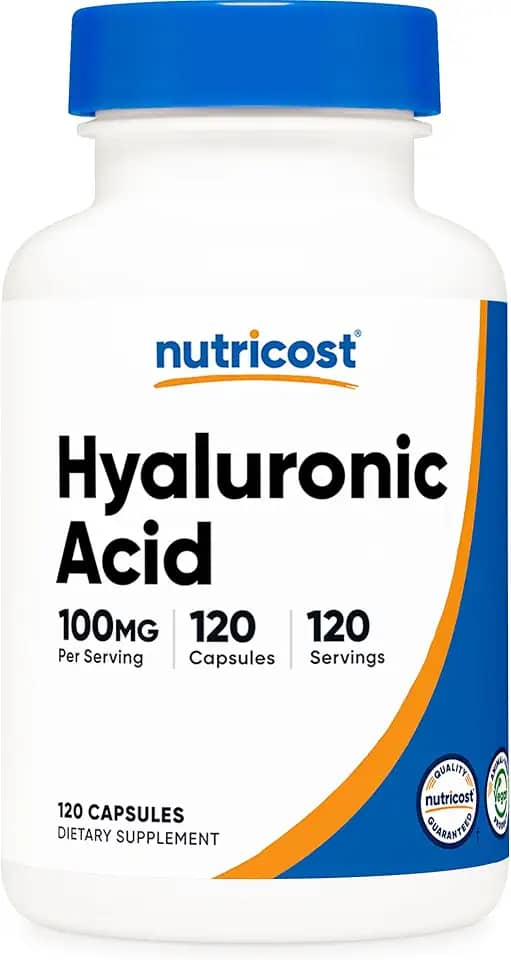 Nutricost Cápsulas de Ácido Hialurônico 100mg, 120 cápsulas vegetarianas - Sem glúten, Não OGM