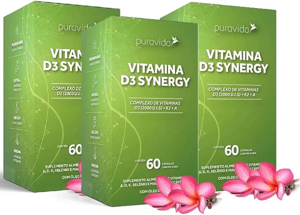 Vitamina D3 Synergy - 3 unidades de 60 Cápsulas - Puravida