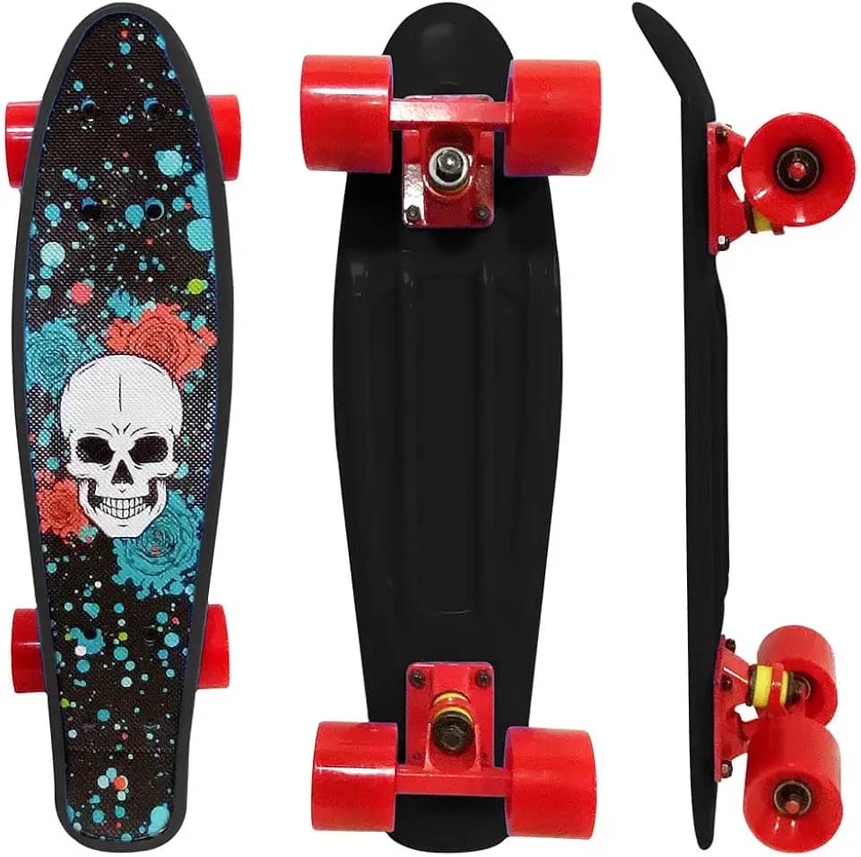 Skate Mini Cruiser Dm Radical Desenho Caveir A, DM Toys